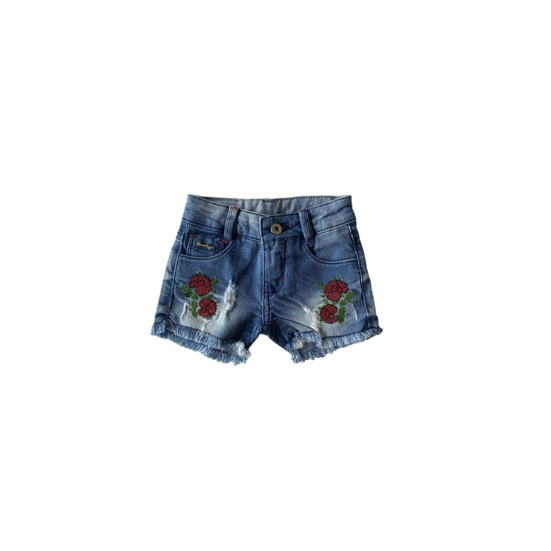 SHORTS FEM 1/3 C/ BORDADO FRENTE  TAM 01 JEANS