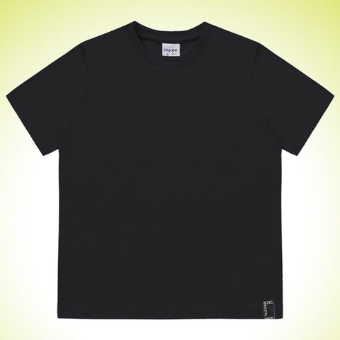 CAMISETA MASC MC MEIA MALHA FAKINI PRETO PRETO