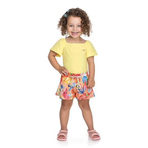 CONJUNTO FEM BL BORB E SHORT CANEL EST F AMARELO