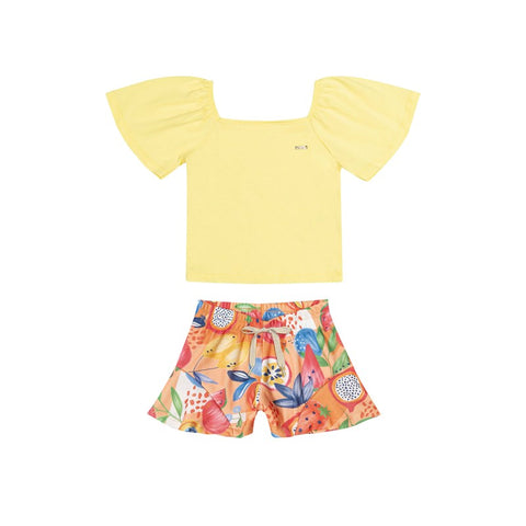 CONJUNTO FEM BL BORB E SHORT CANEL EST F AMARELO