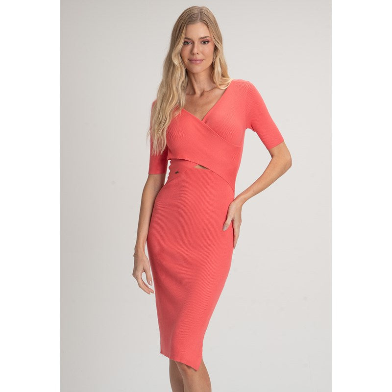 VESTIDO EM TRICO C VISCOSE CORAL CORAL