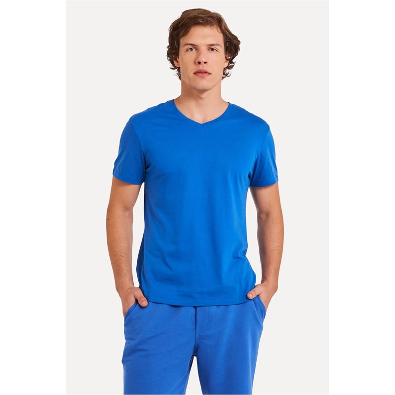 CAMISETA MC MASC GOLA V SIMPLES AZUL ROY AZUL ROYAL