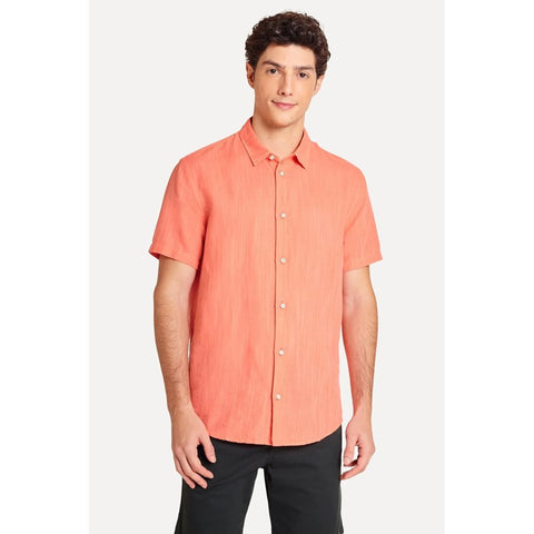 CAMISA MASC MC LINHO SIMPLES CORAL CORAL