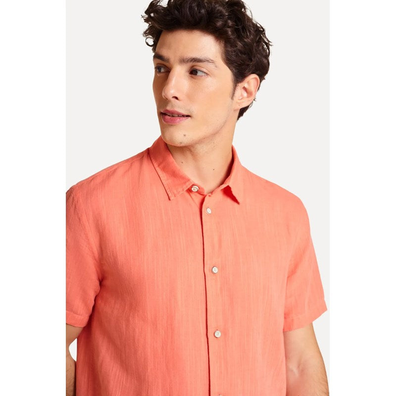 CAMISA MASC MC LINHO SIMPLES CORAL CORAL