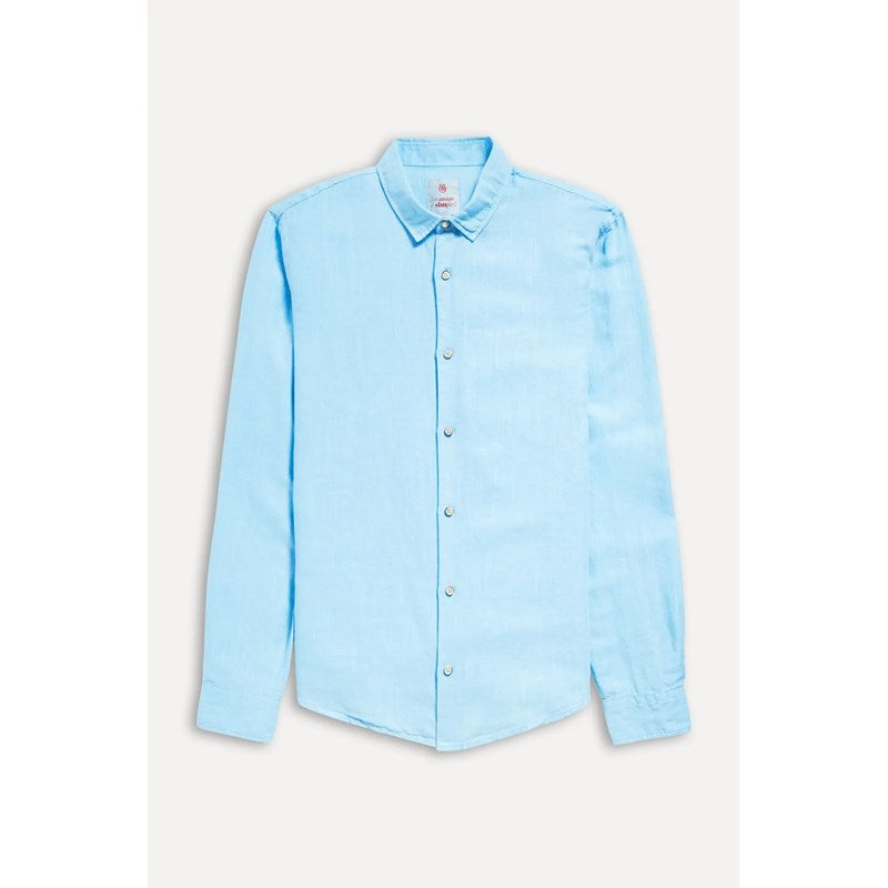 CAMISA MASC ML LINHO SIMPLES AZUL CLARO AZUL CLARO