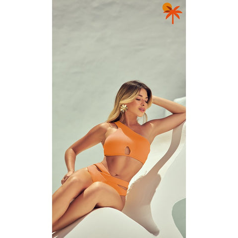 BIQUINI AD TOP ASSIMETRICO E CALCINHA ME LARANJA