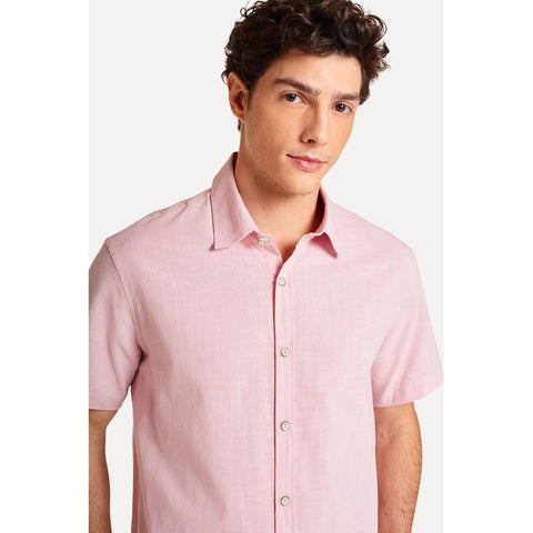 CAMISA MAS MC LINHO SIMPLES ROSA