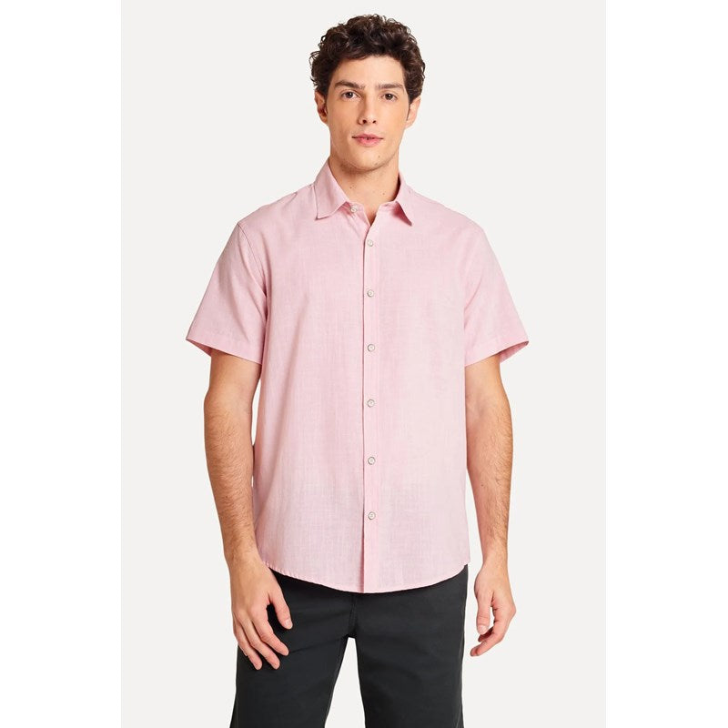 CAMISA MAS MC LINHO SIMPLES ROSA