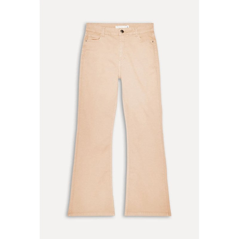 CALCA FEM FLARE SARJA COLOR SIMPLES KHAKI
