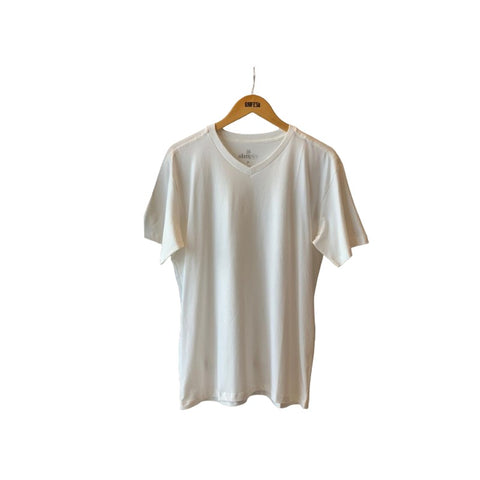 CAMISETA MC MASC GOLA V SIMPLES OFF WHITE