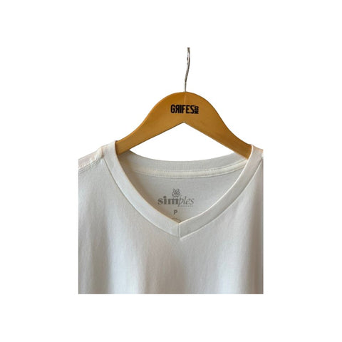 CAMISETA MC MASC GOLA V SIMPLES OFF WHITE