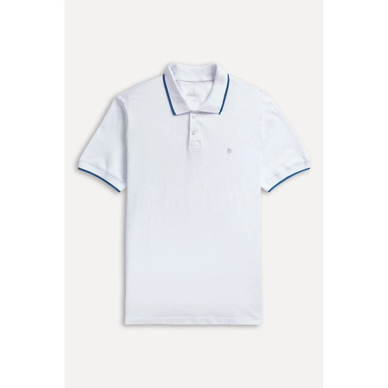 POLO MASC MC FRISOS SIMPLES BRANCO