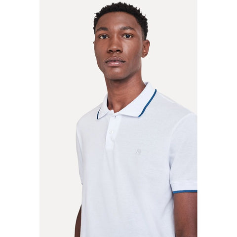 POLO MASC MC FRISOS SIMPLES BRANCO