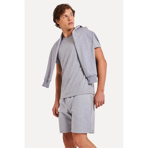 CAMISETA MC MASC SIMPLES CINZA MESCLA