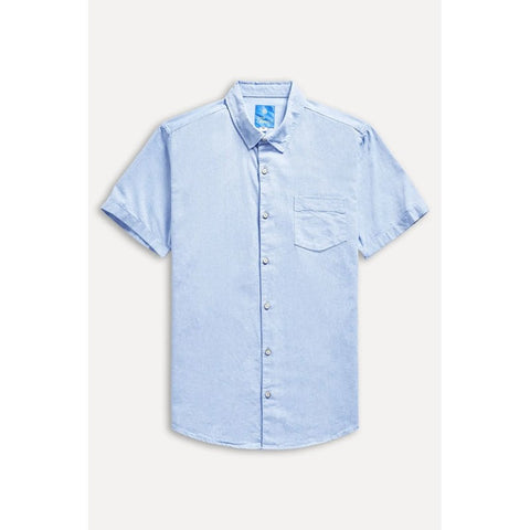 CAMISA MASC MC OXFORD SIMPLES AZUL