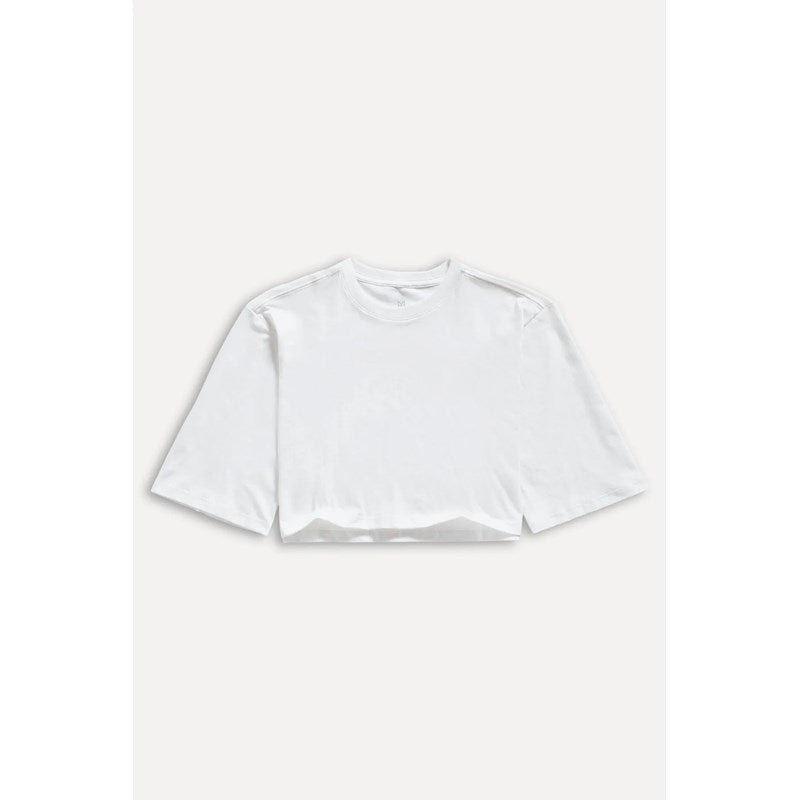 BLUSA CROPPED MC FEM SIMPLES OFF WHITE