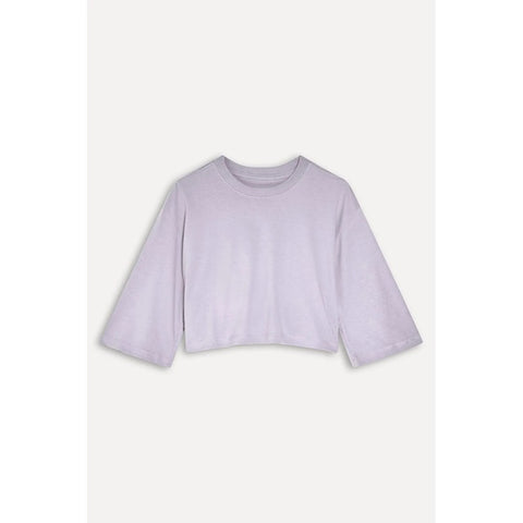 BLUSA CROPPED MC FEM SIMPLES LILAS