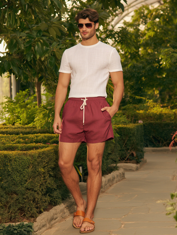 SHORT LINHO MASC LISO BORDO