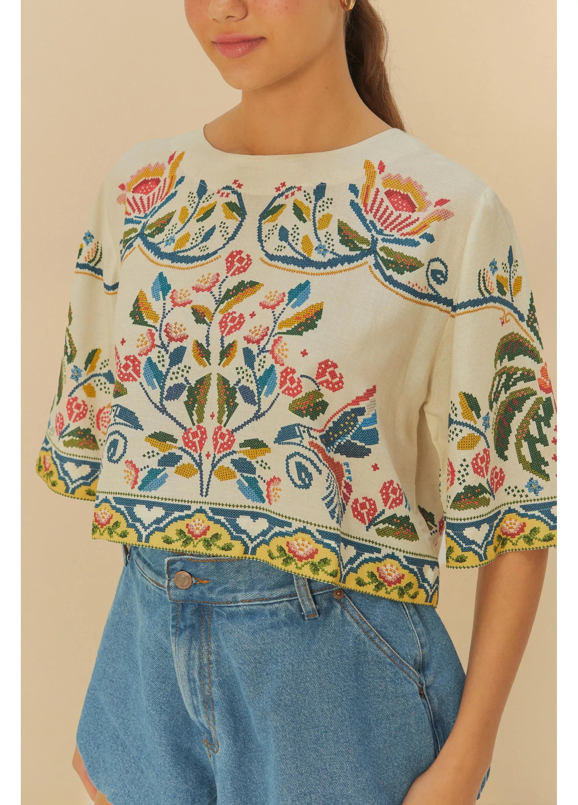 TSHIRT CROPPED SONHO GUARANA OFF WHITE