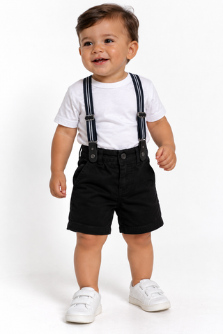 BERMUDA MASC C SUSPENS CRAWLING - 1/3 PRETO
