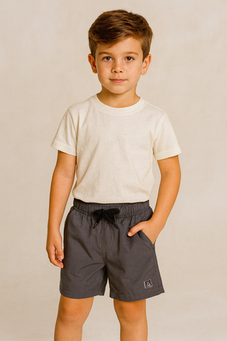 SHORT TACTEL MASC KIDS LISO CINZA ESCURO