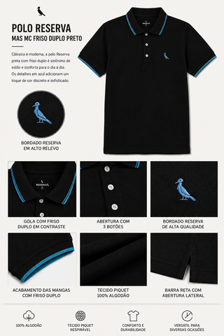 POLO RESERVA MAS MC FRISO DUPLO PRETO