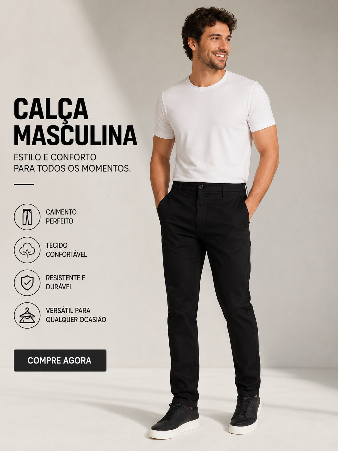 CALCA MAS COLOR CHINO CLASSICA ARAMIS PRETO