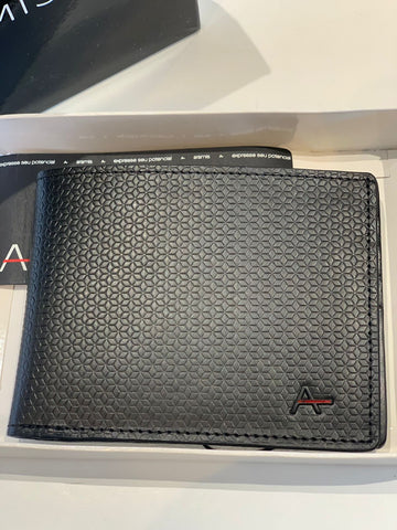 CARTEIRA ARAMIS COURO GRANDE ESTAMPA PRE PRETO