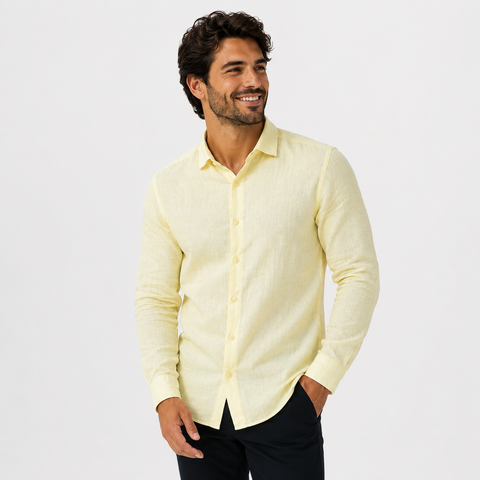 CAMISA ARAMIS ML REG ALG E LINHO LTS FIN AMARELO CLARO