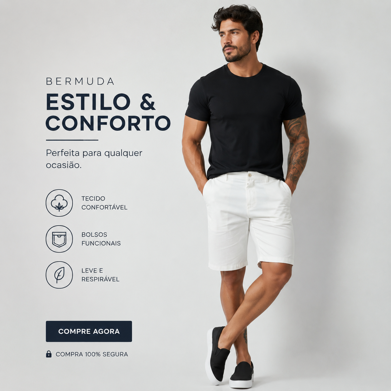 BERMUDA MAS CHINO COLOR NOVA ESSENCIAL OFF WHITE