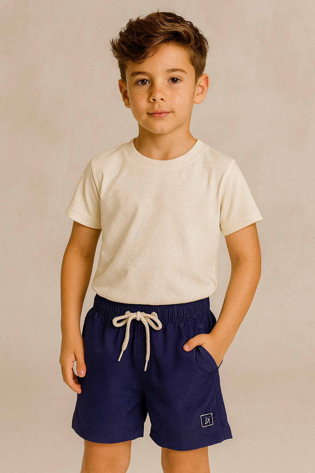 SHORT TACTEL MASC KIDS LISO MARINHO