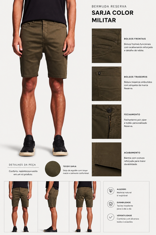 NOVO BERMUDA RESERVA SARJA COLOR MILITAR