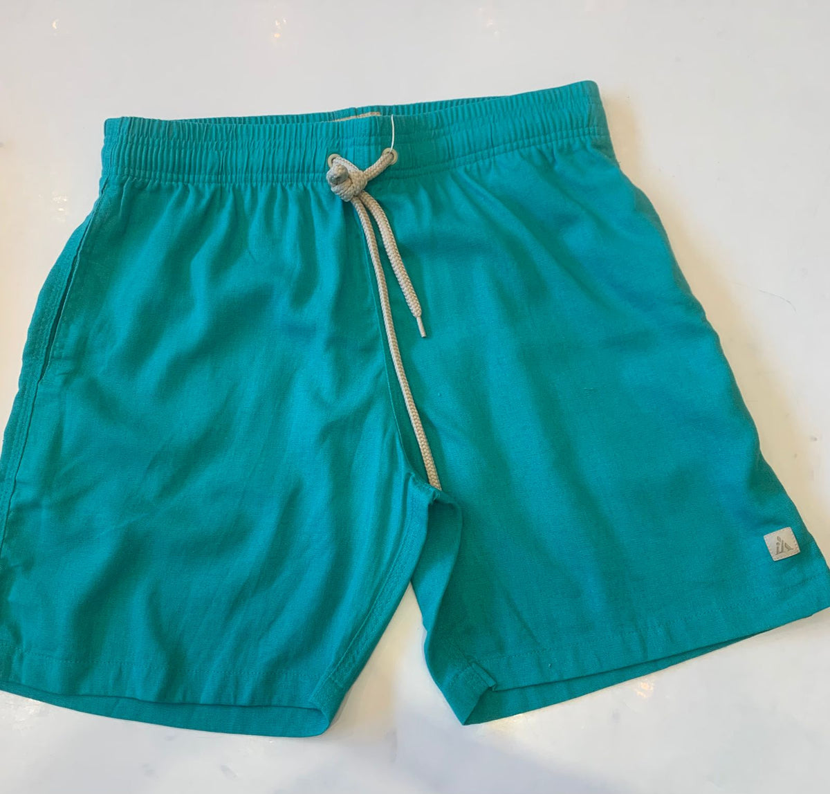 NOVO SHORT LINHO MASC LISO VERDE AGUA