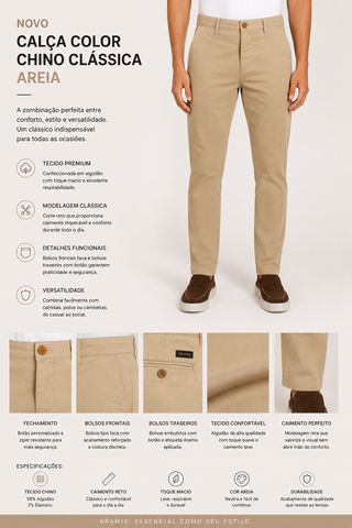 NOVO CALCA COLOR CHINO CLASSICA AREIA