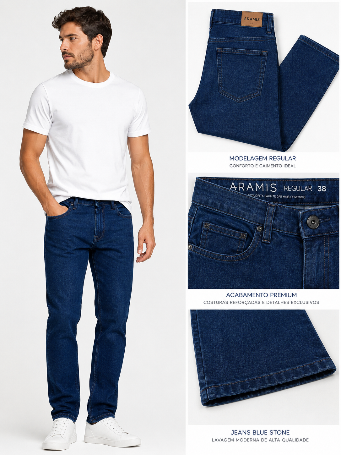 NOVO CALCA JEANS MAS REG BLUE BL STONE AZUL ESCURO