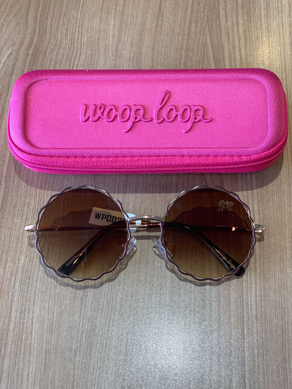 NOVO OCULOS DE SOL INFANTIL WP METAL DOURADO C MARROM