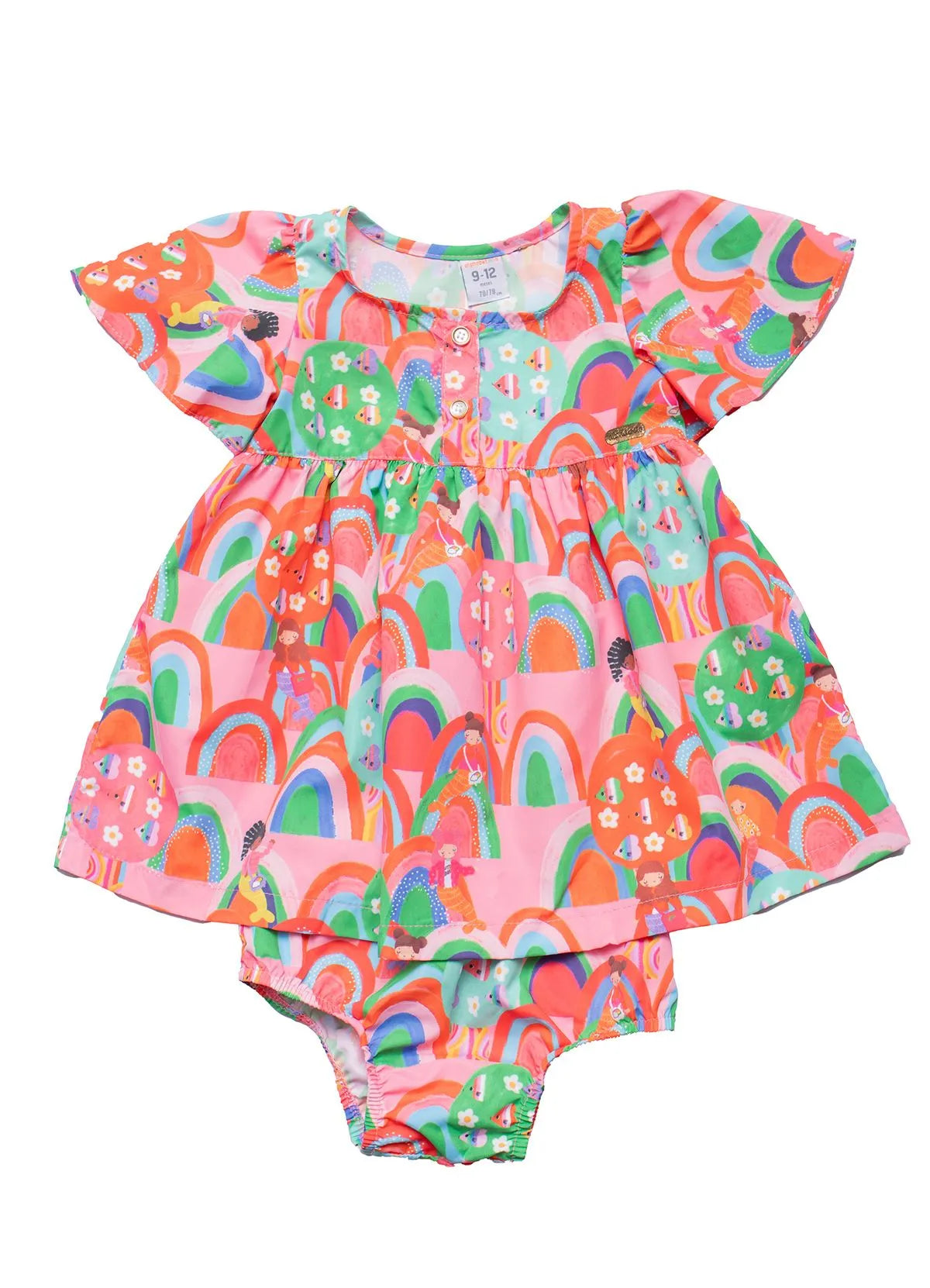 NOVO VESTIDO E CALCINHA BB BOSQUE AQUATICO ROSA