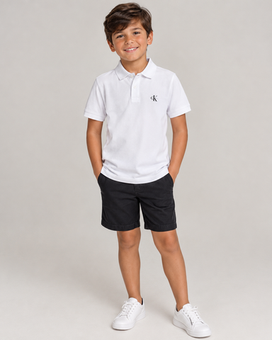 POLO CKJ KIDS MAS MC LOGO RE ISSUE PEITO BRANCO