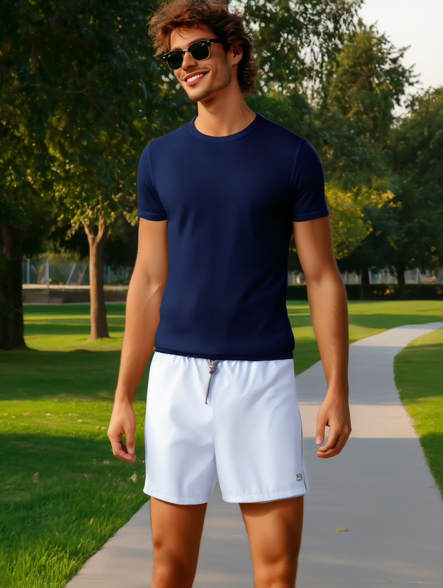 SHORT TACTEL MASC LISO JAIAL BRANCO/CINZA