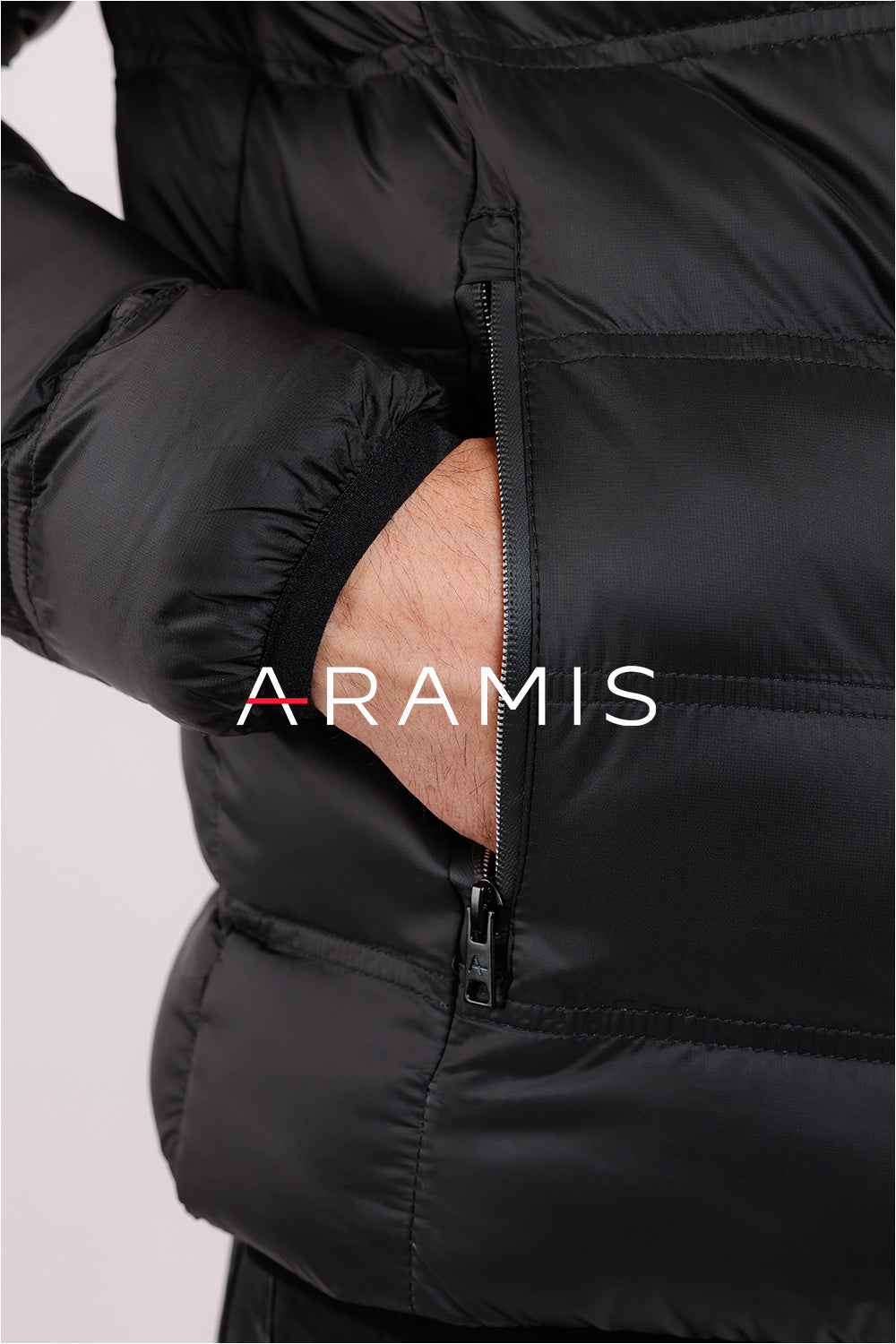 NOVO JAQUETA MAS ARAMIS DE NYLON PUFFER PRETO