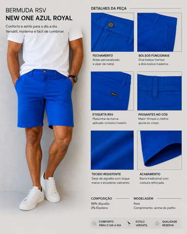 NOVO BERMUDA RSV MASC CASUAL NEW ONE AZUL ROYAL