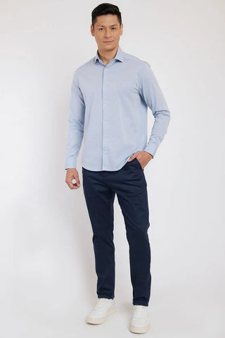 NOVO CAMISA ML ARAMIS SLIM TRICOLINE MESCLA AZUL MEDIO