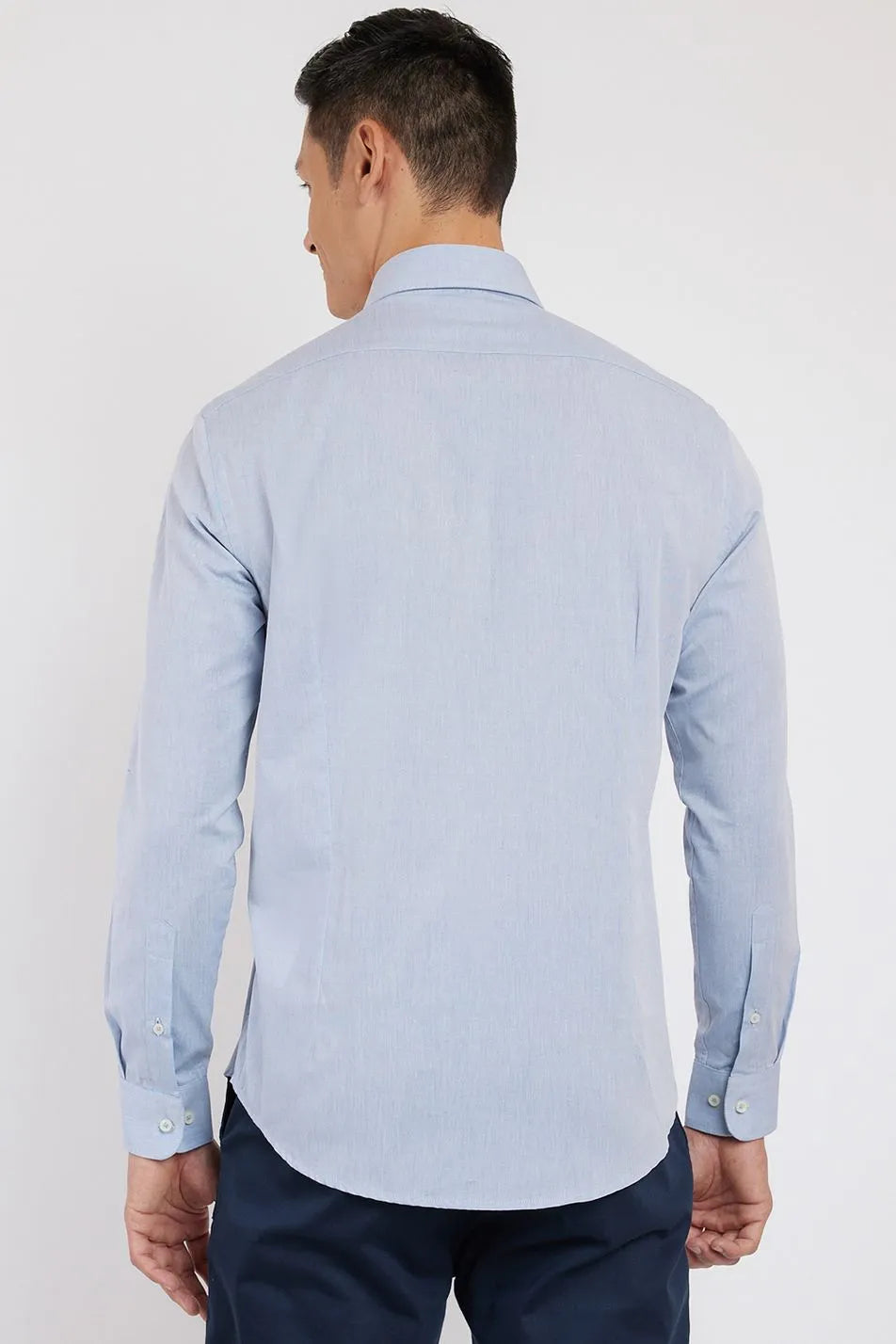 NOVO CAMISA ML ARAMIS SLIM TRICOLINE MESCLA AZUL MEDIO