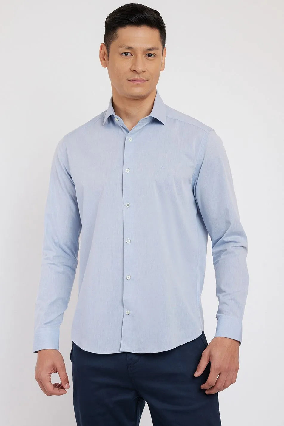 NOVO CAMISA ML ARAMIS SLIM TRICOLINE MESCLA AZUL MEDIO