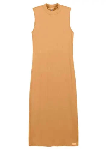 VESTIDO FEM SM EM CANELADO LINHO MOSTARDA