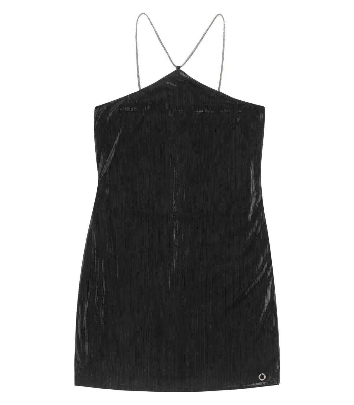 VESTIDO ALCA PRATA MALHA PLISSADA SHINY PRETO