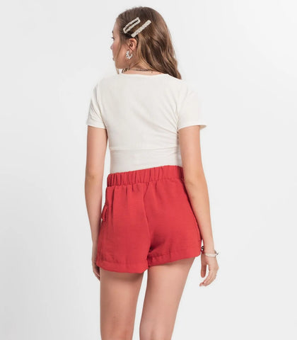 SHORTS FEM JUV BOLSOS LADO AIR FLOW VERMELHO