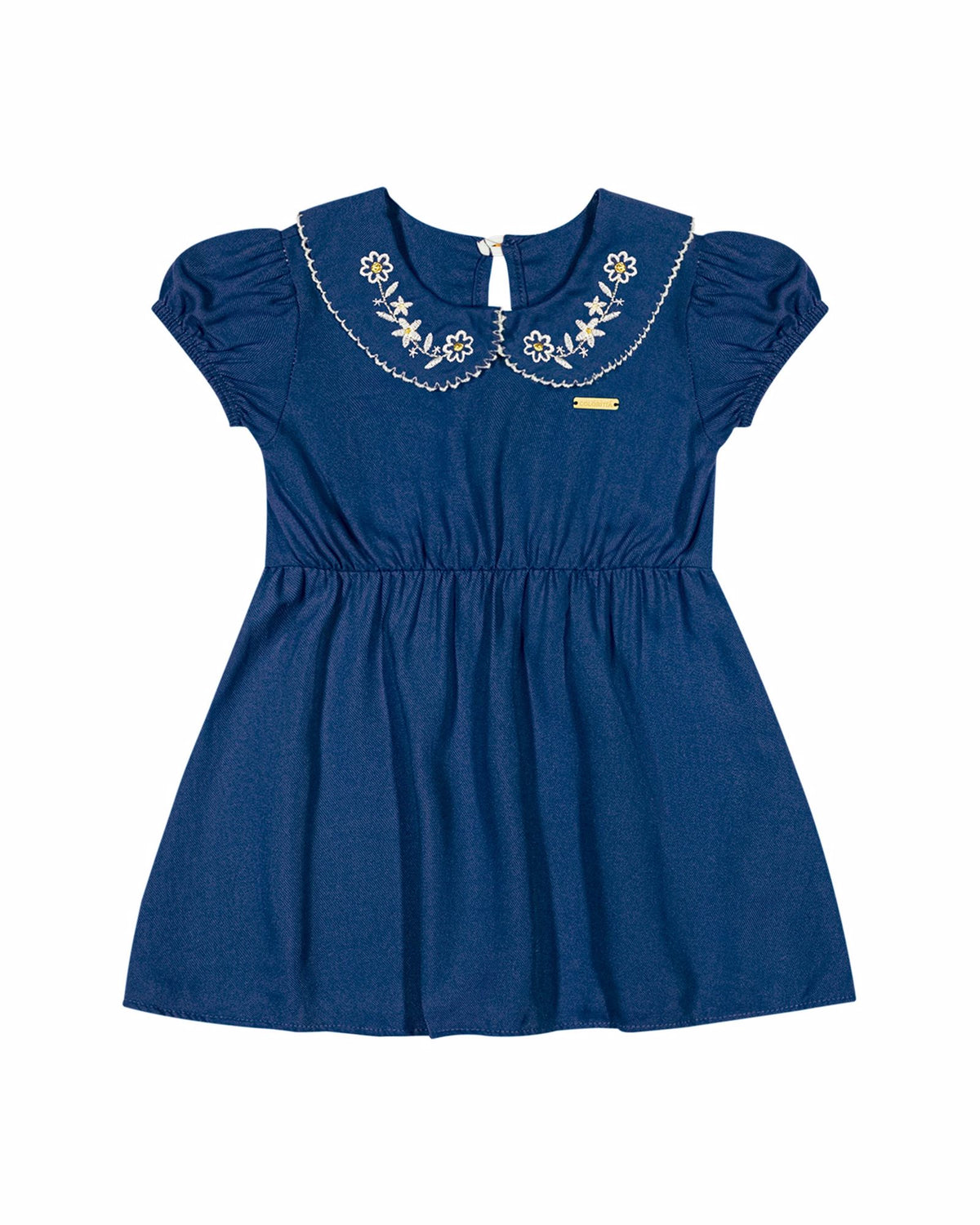 VESTIDO FEM EM VISCOSE SARJADA MARINHO