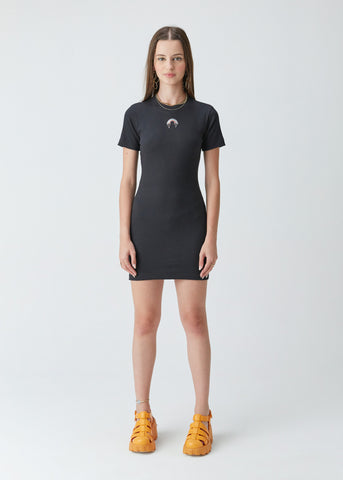 VESTIDO MC EM MALHA CANELADA PRETO