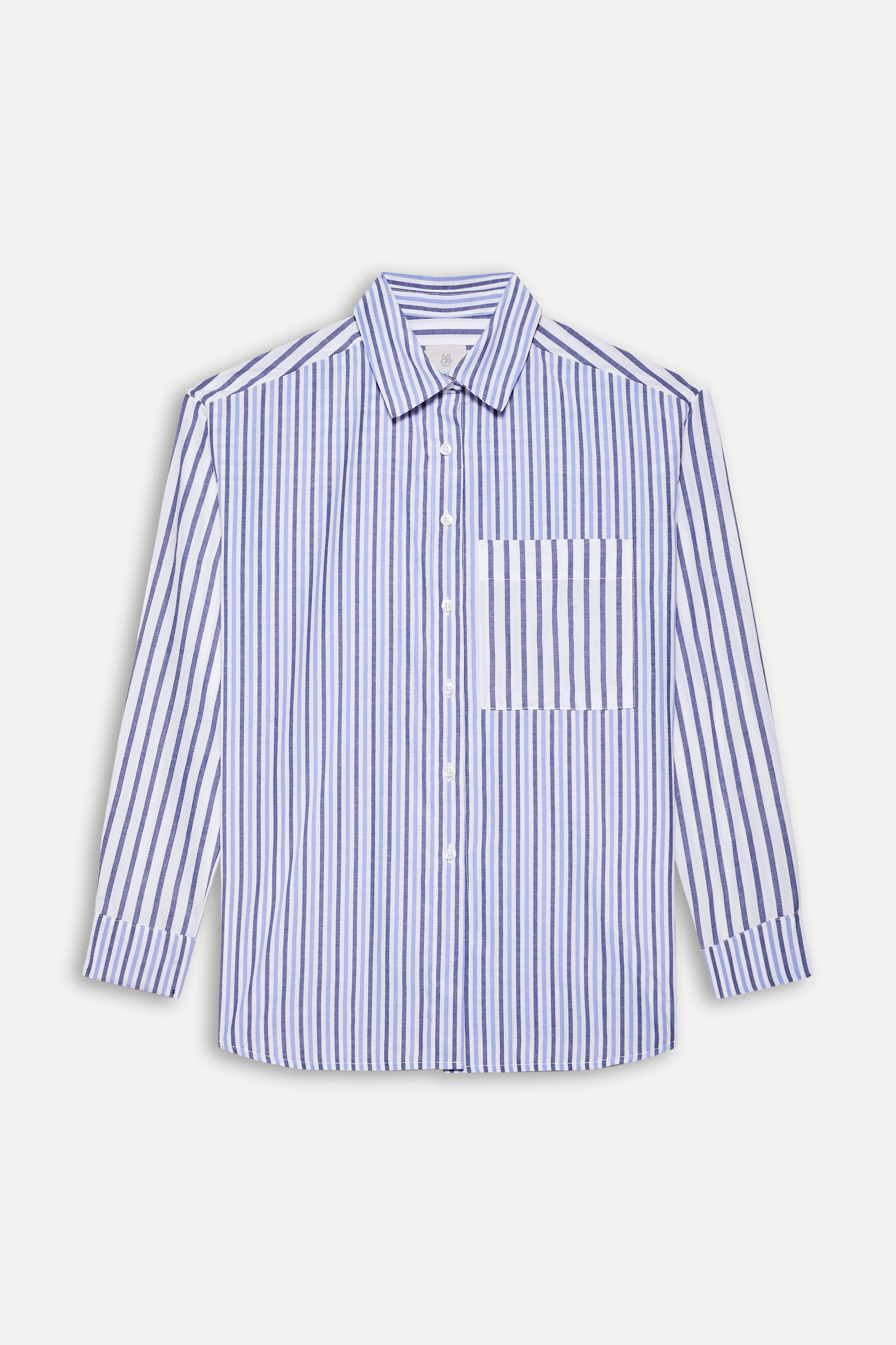 CAMISA ML FEM MIX LISTRAS SIMPLES MARINHO